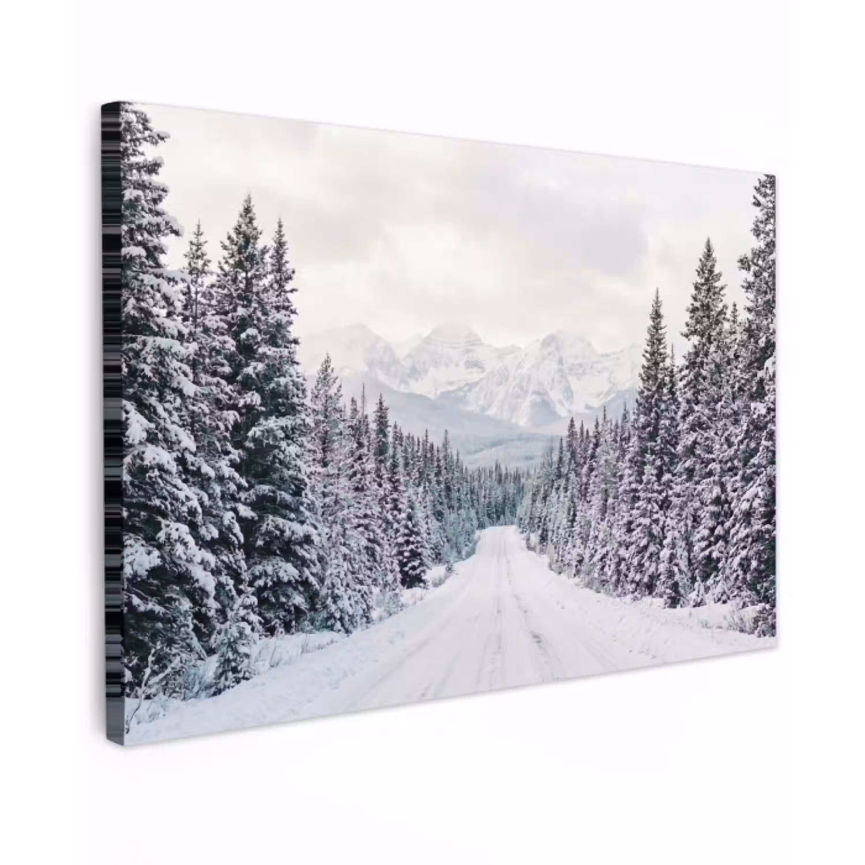 Weg - Sneeuw - Naaldbos - Winter - Avontuurlijk canvas 2cm klein -z3d