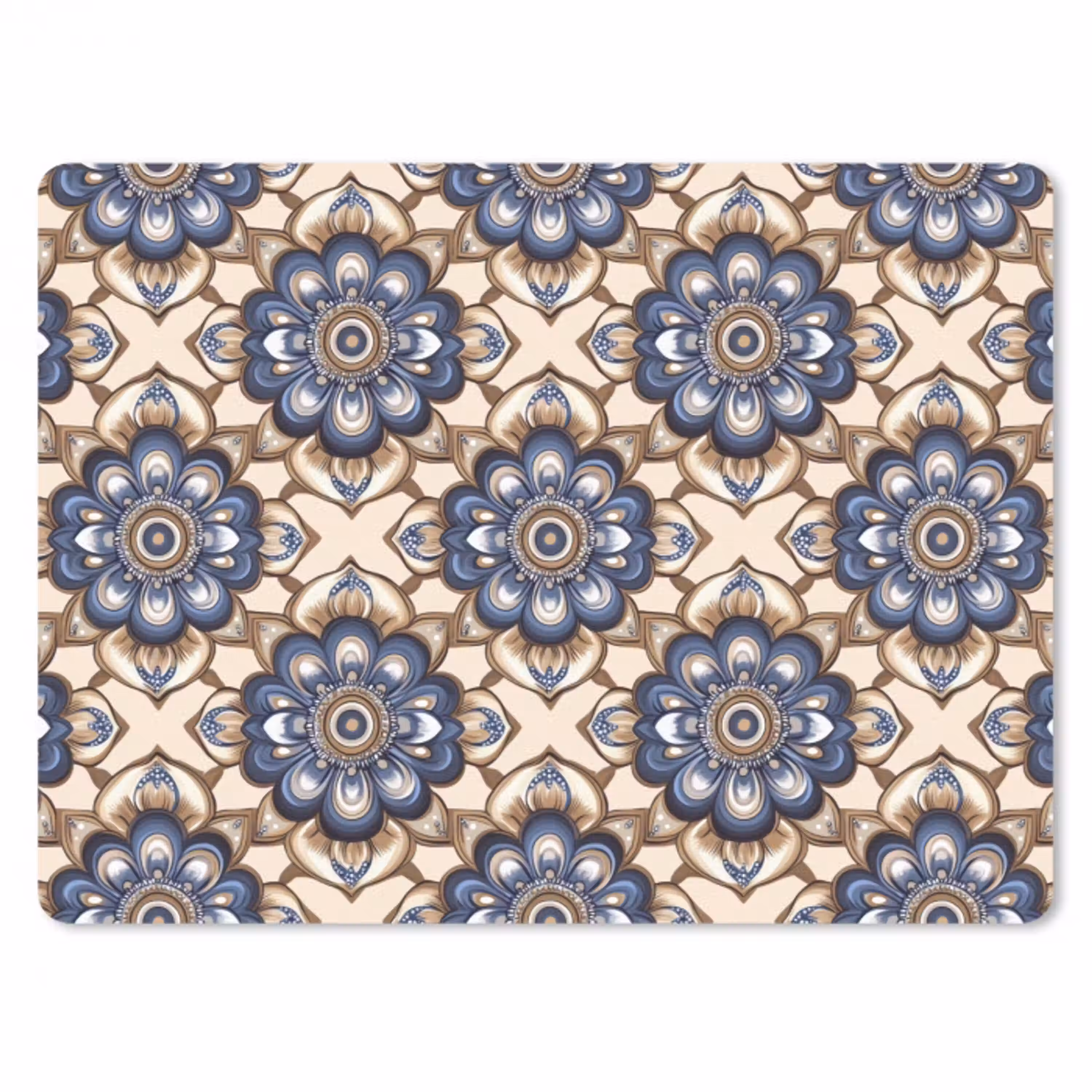 Floraal - Ornament - Blauw muismat rubber klein 262 -3d