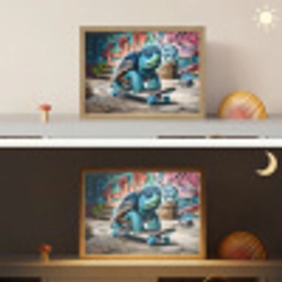 Schildpad - Graffiti - Skateboard - Jongens Light Box met batterij (Wandlamp kind) middel -sfeer3_kind