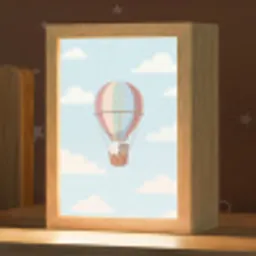 Luchtballon - Beren - Pastel Light Box met kabel (Kinderlampje) klein -zzz_3d_website