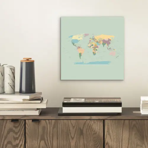 Wereldkaart - Realistisch - Kaart aluminium wit klein -sfeer1