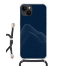 Lijnen - Abstract - Blauw - Wit Crossbody Case iPhone 14 middel -3d
