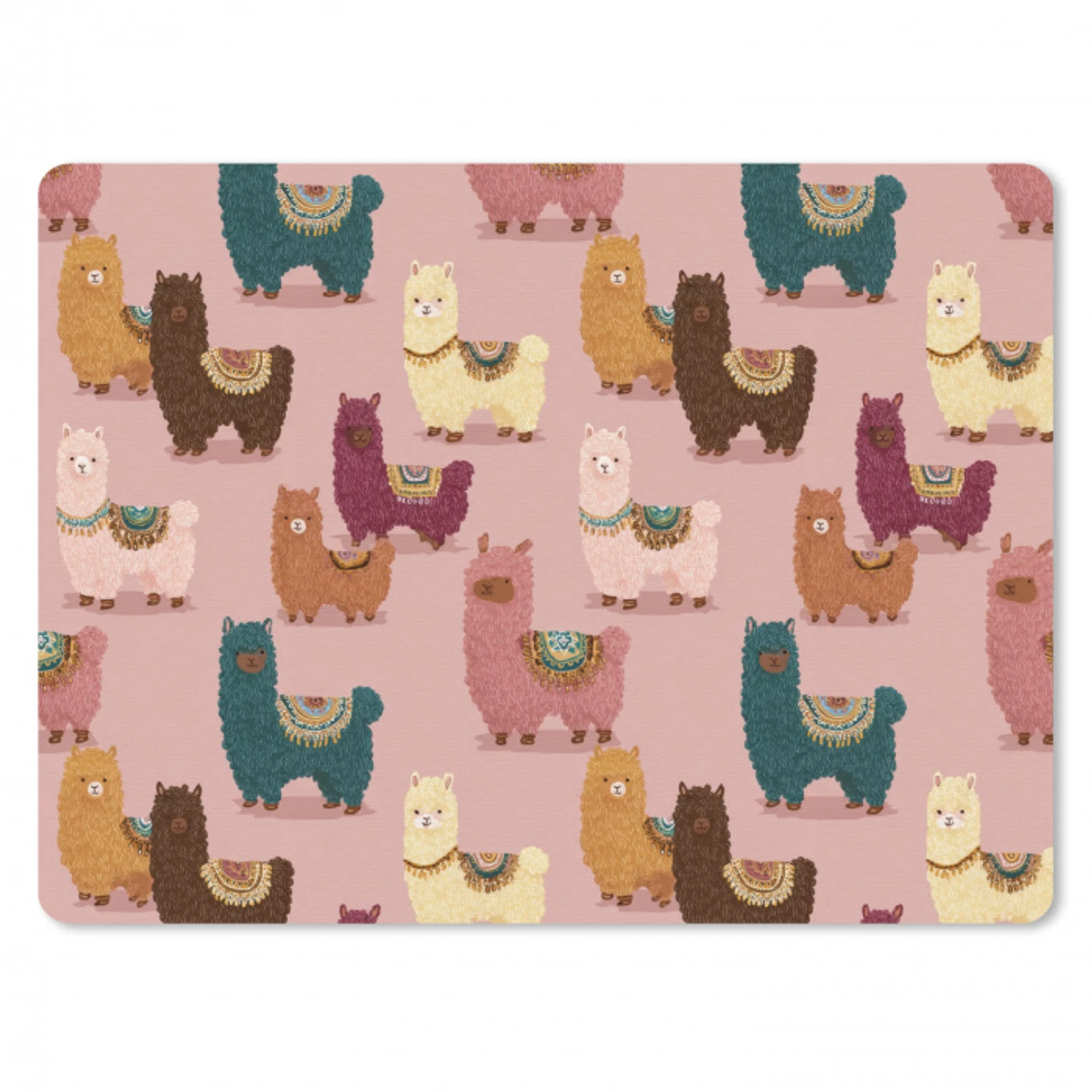Alpaca's - Patroon - Kleurrijk muismat rubber klein 262 -3d