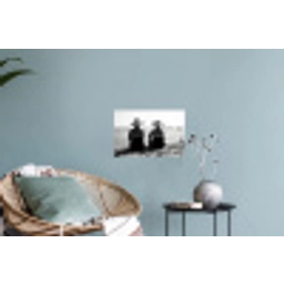 Vrouwen - Zonnehoed - Strand - Zwart - Wit Muursticker klein -plant