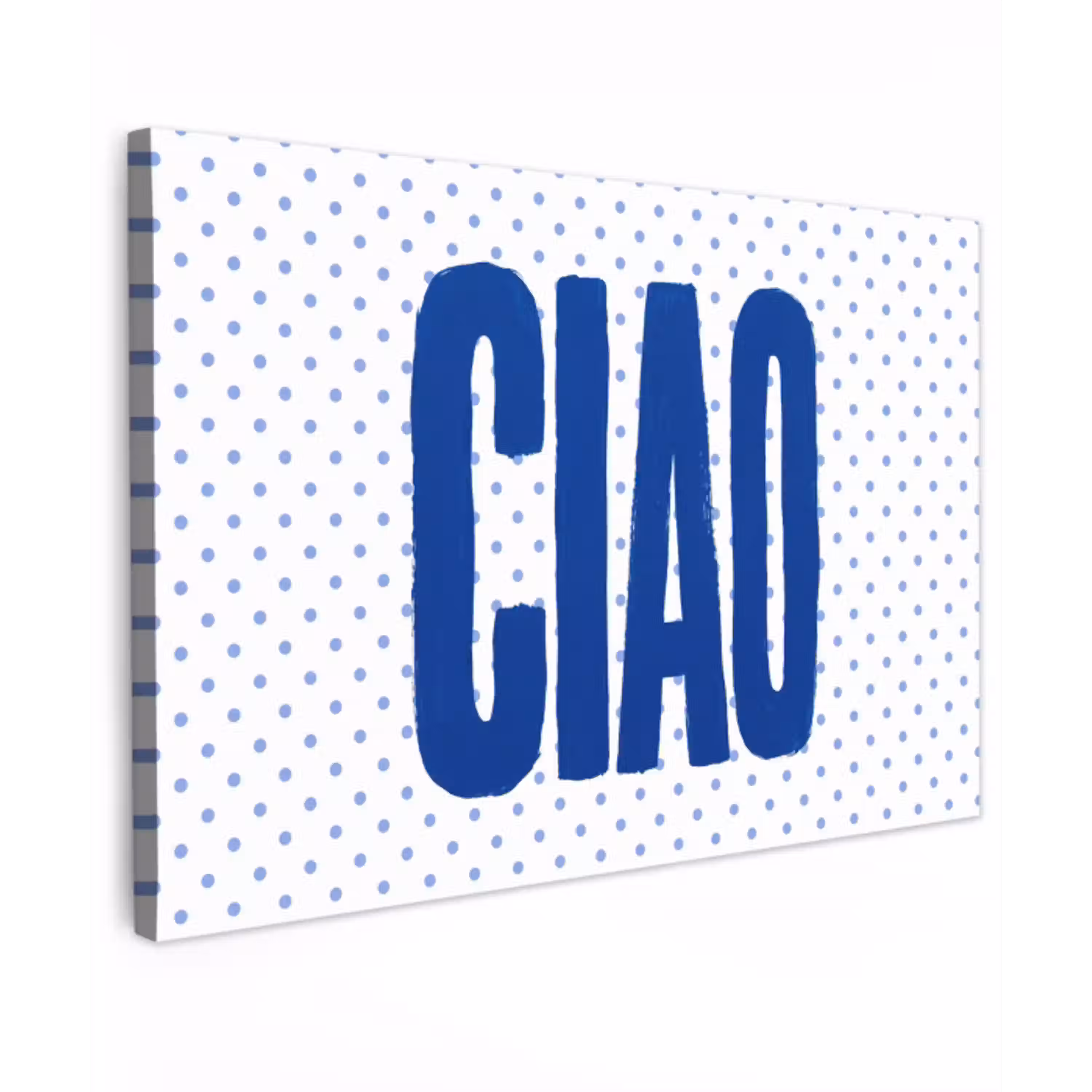 Ciao - Stippen - Roze - Wit Tuinposter op houten frame 2 cm dik klein -3d