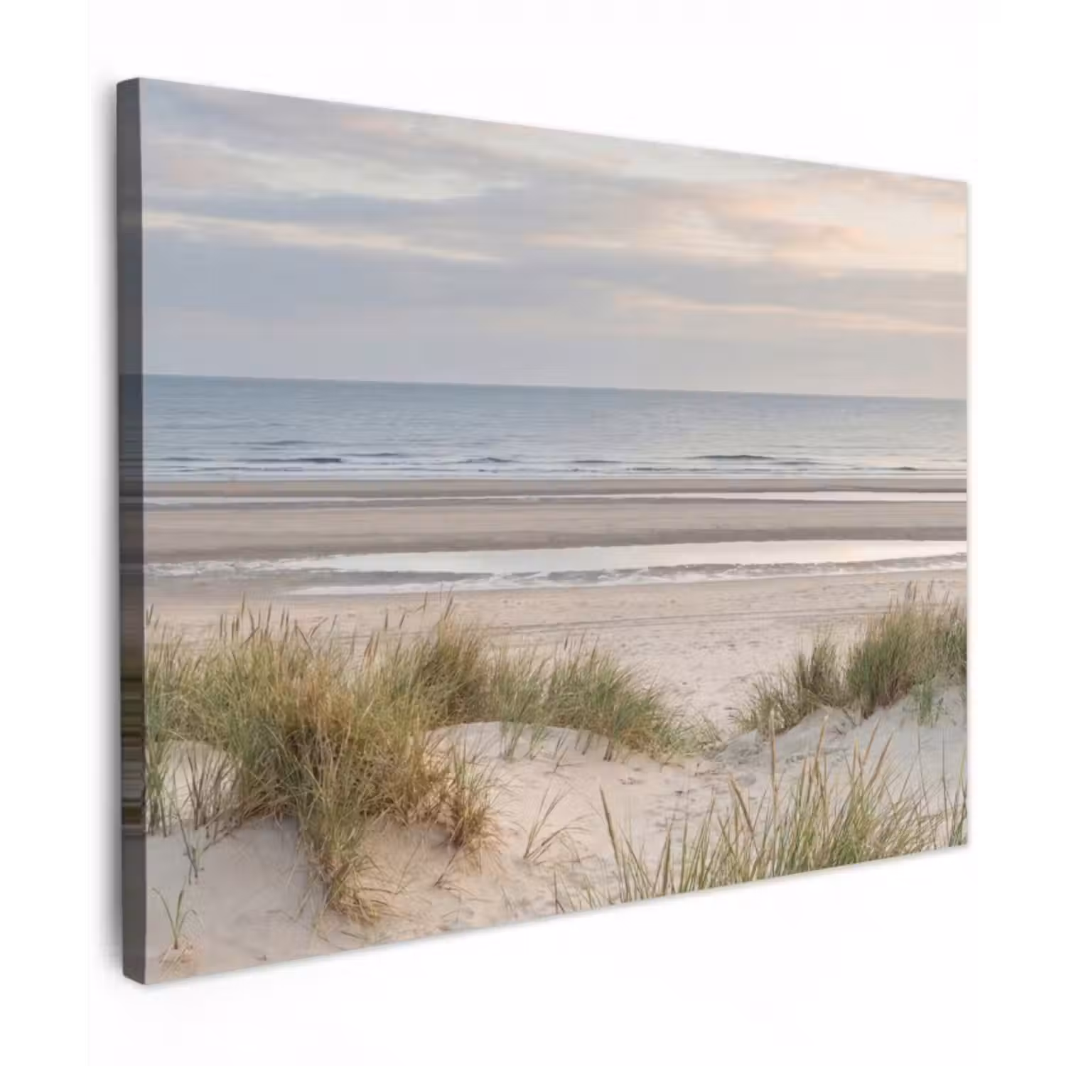 Leinwandbild - Sandstrand - Bewölkt - Dünen