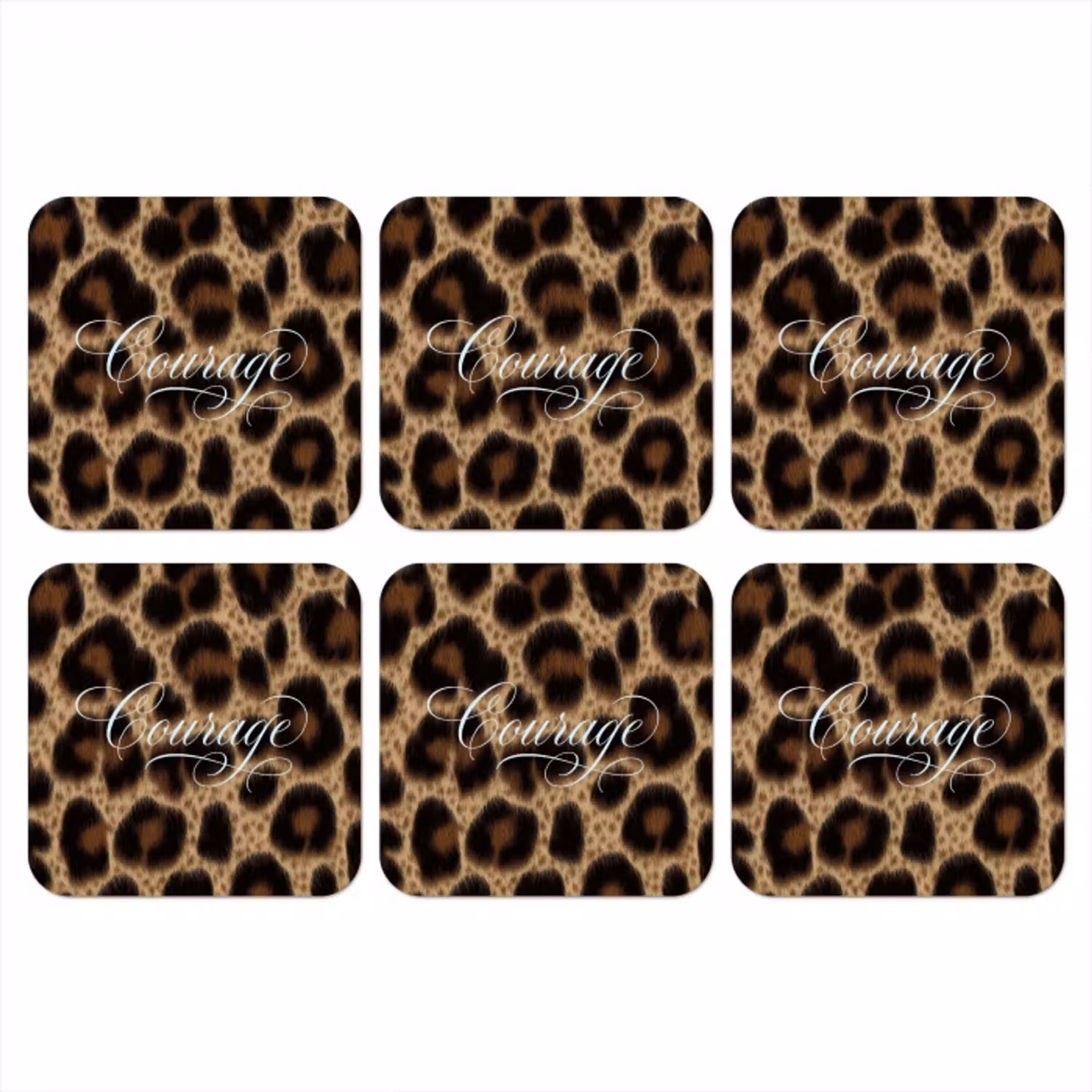 Luipaardprint - Bruin - Courage - Sierlijk onderzetter kurk middel -3d