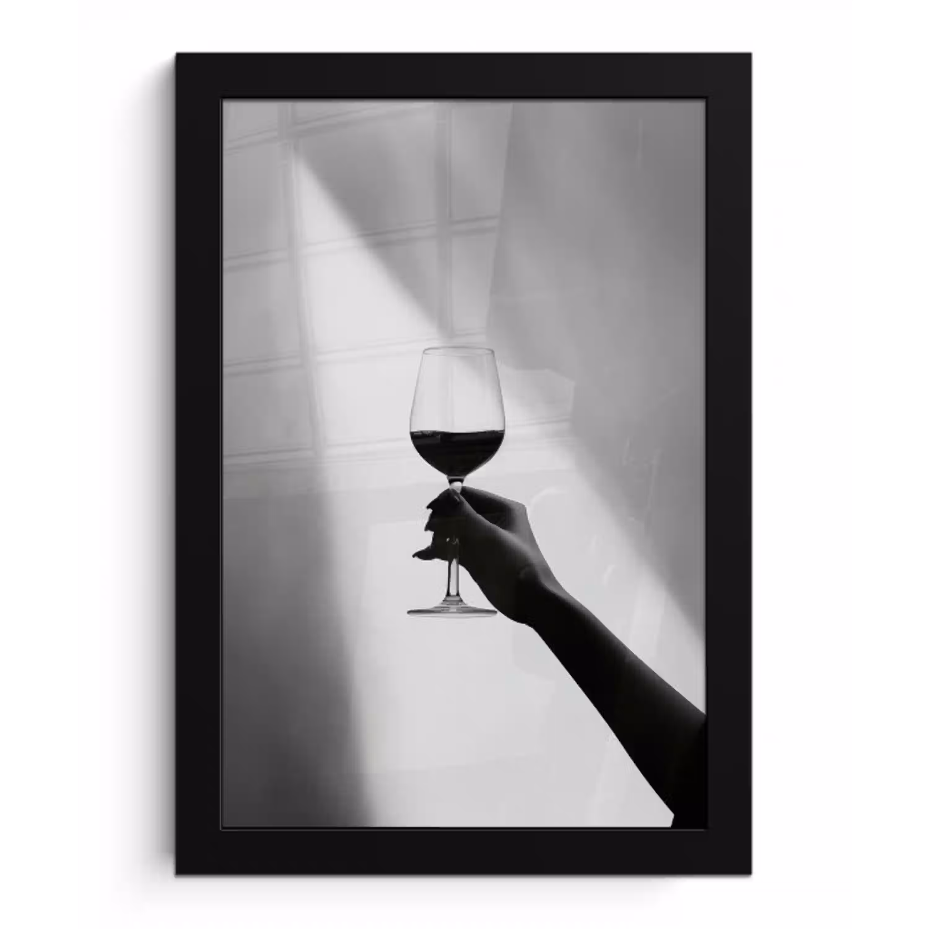 Lichtinval - Wijn - Rood - Glas fotolijst zwart zonder passe partout klein -3d