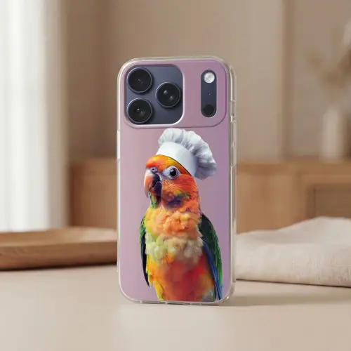 Papegaai - Koksmuts - Nieuwsgierig - Vogel Telefoonhoesje iPhone 17 Pro klein -sfeer2