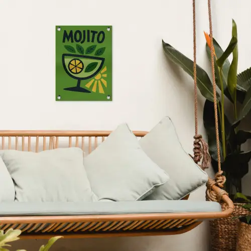 Mojito - Cocktail - Citroen - Groen tuinposter los doek klein -sfeer7