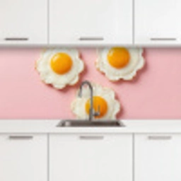 Eieren - Bloem - Roze keuken achterwand 2 middel -3d