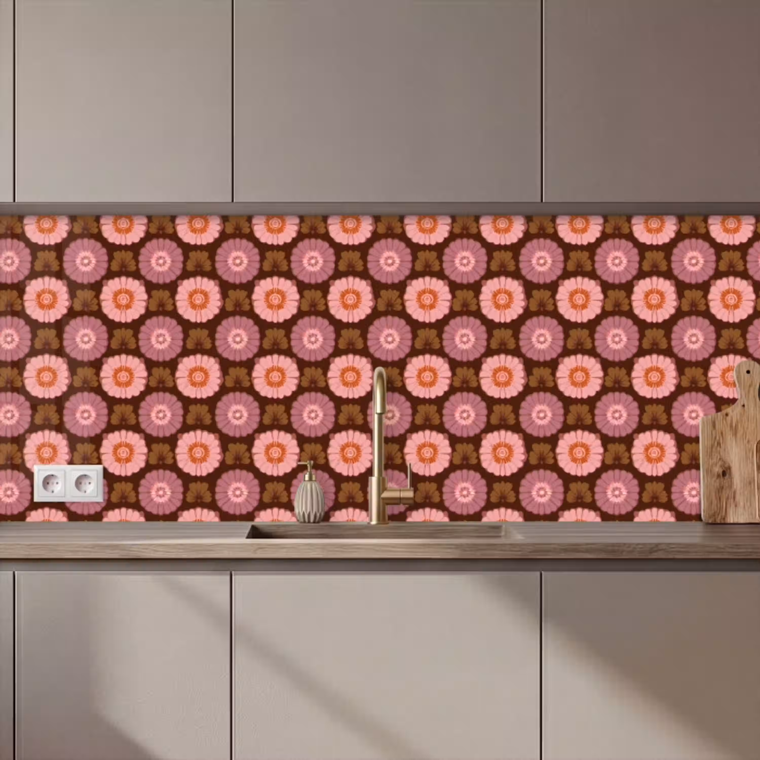 Retro - Madelief - Roze keuken achterwand 2 middel 871 zz_3dshopping