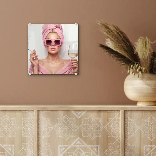 Vrouw - Roze - Wijn - Zonnebril plexiglas 5mm klein -sfeer5