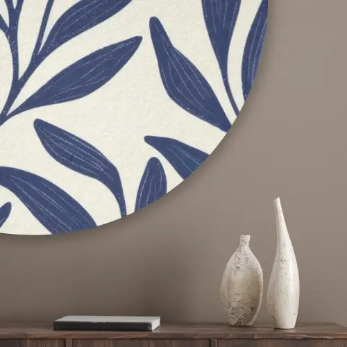 Bladeren - Klimop - Donkerblauw Akoestische PET Vilt - Rond klein -sfeer5_closeup