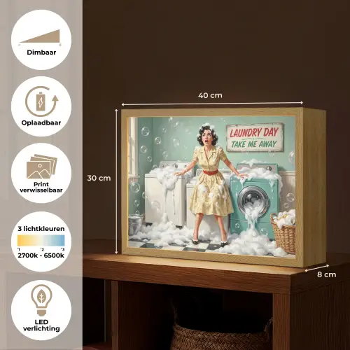 Retro - Blauw - Vrouw Light Box met batterij (Wandlamp) middel -USP_websiteoverzichtNL