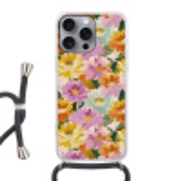 Lelies - Aquarel - Pastel Hoesje iPhone 16 Pro Max met koord klein 804 -3d
