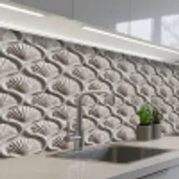 Zand - Schelpenvorm - Grijs keuken achterwand 2 middel 871 -3d_schuin