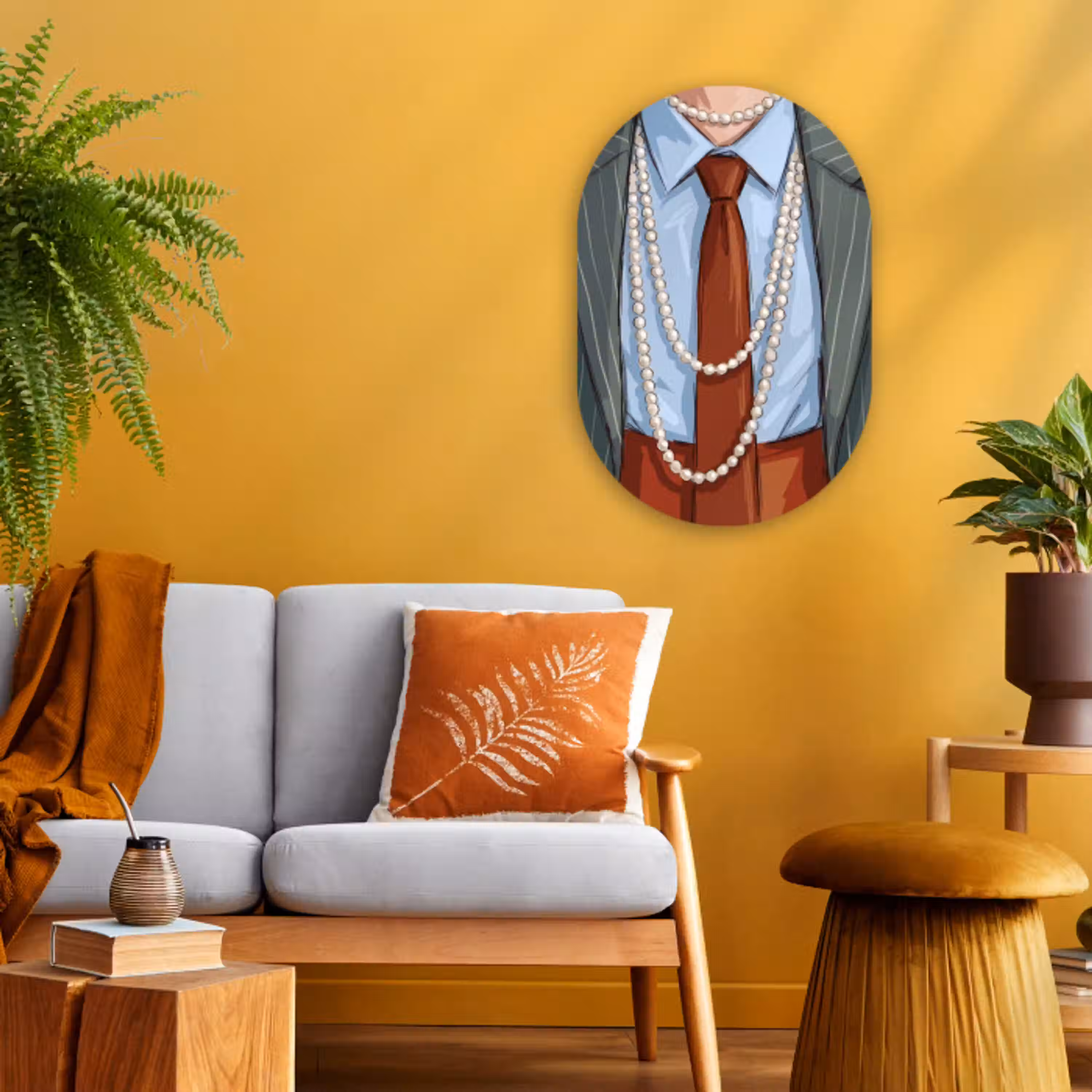Kleding - Strik - Parels - Klassiek - Mode Wandcirkel Ovaal Forex klein -sfeer4
