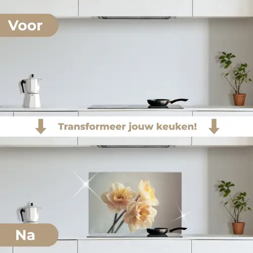 Narcissen - Geel - Bloemblaadjes keuken achterwand spatscherm klein -voor_na_NL
