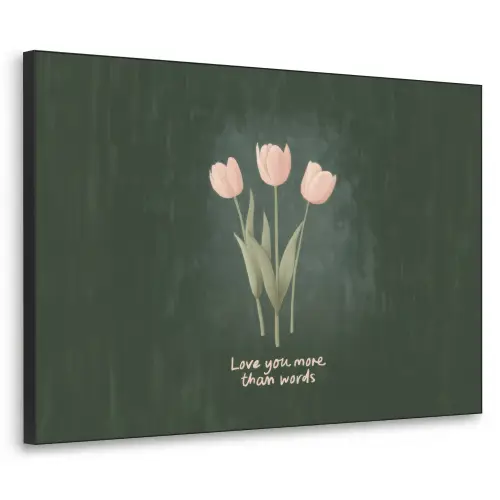 Tulpen - Roze - Tekst - Love Textielframe zwart klein -3d