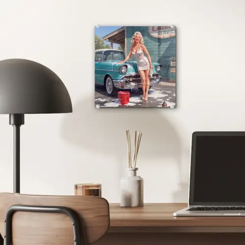Auto - Vrouw - Groen plexiglas 5mm klein -sfeer6