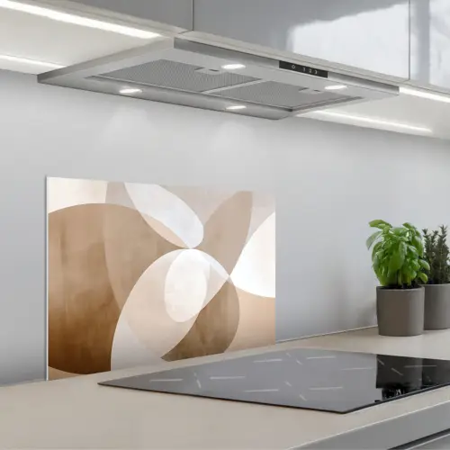 Ovale vormen - Transparant - Zachte overgang keuken achterwand spatscherm klein -3d_schuin