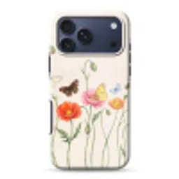 Vlinders - Klaprozen - Illustratie - Kleurrijk Toughcase MagSafe Apple iPhone 17 Pro Max klein -3d