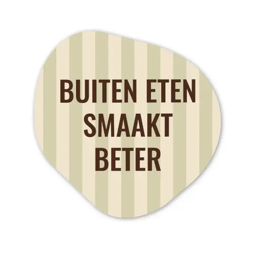 Buiten - Quote - Strepen - Zomer Wandcirkel Organisch Aluminium middel -3d