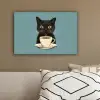 Kat - Zwart - Koffie - Minimalistisch canvas 2cm klein -sfeer3