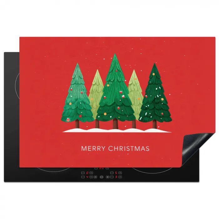 Minimalistisch - Kerstbomen - Rood - Sneeuw Inductie beschermer vinyl 3mm klein -3d