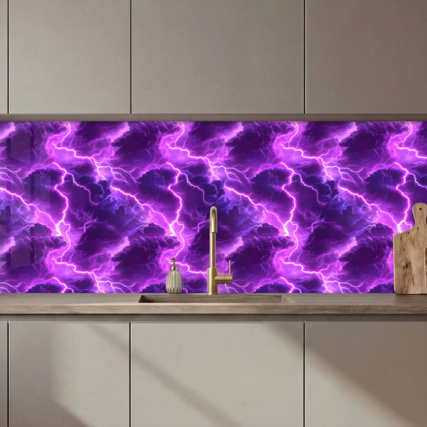 Paars - Bliksem - Wolken keuken achterwand 2 middel 871 zz_3dshopping