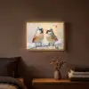Vogels - Tak - Winter - Sneeuw Light Box met batterij (Wandlamp) middel -sfeer4