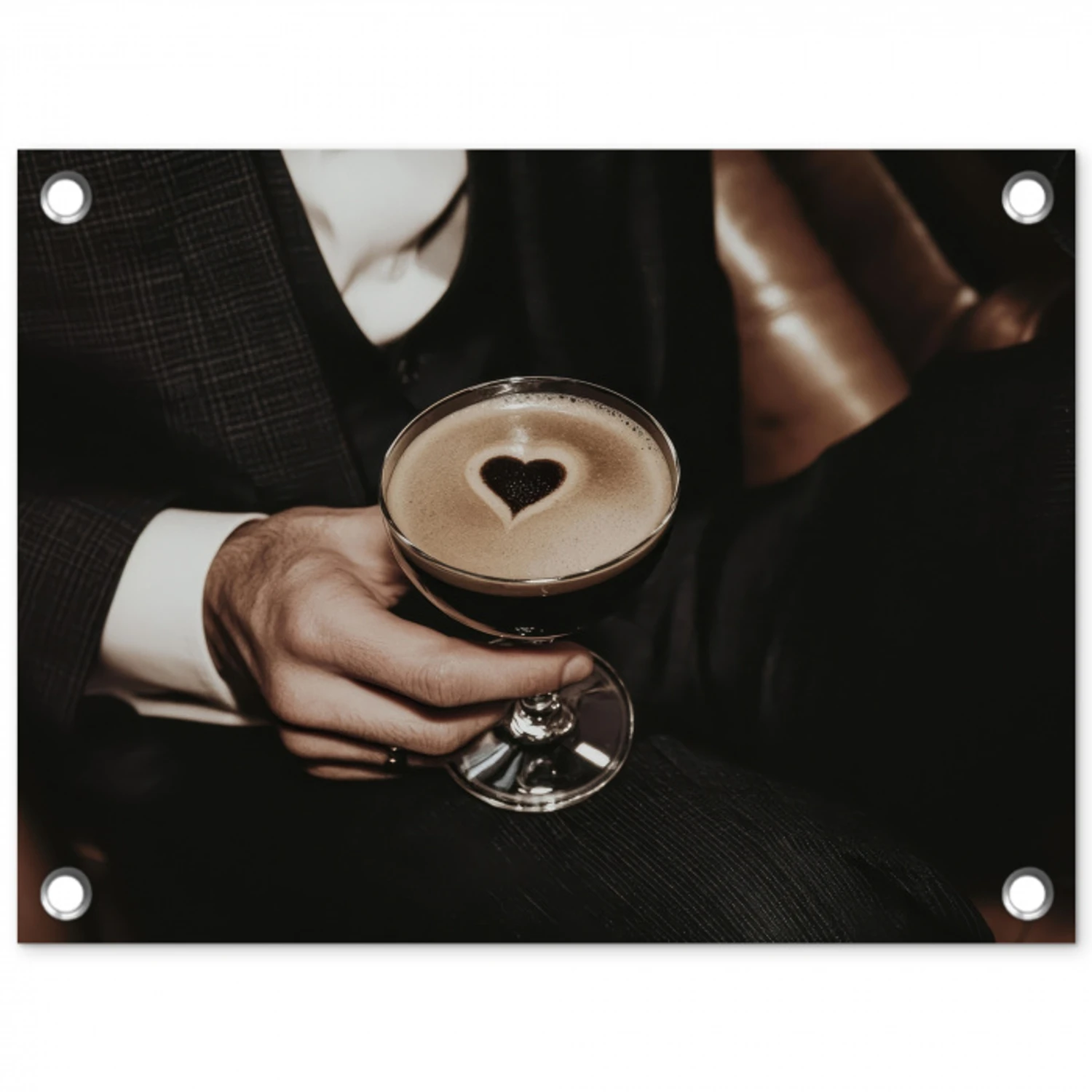 Hartje - Cocktail - Espresso Martini - Hand tuinposter los doek klein -3d
