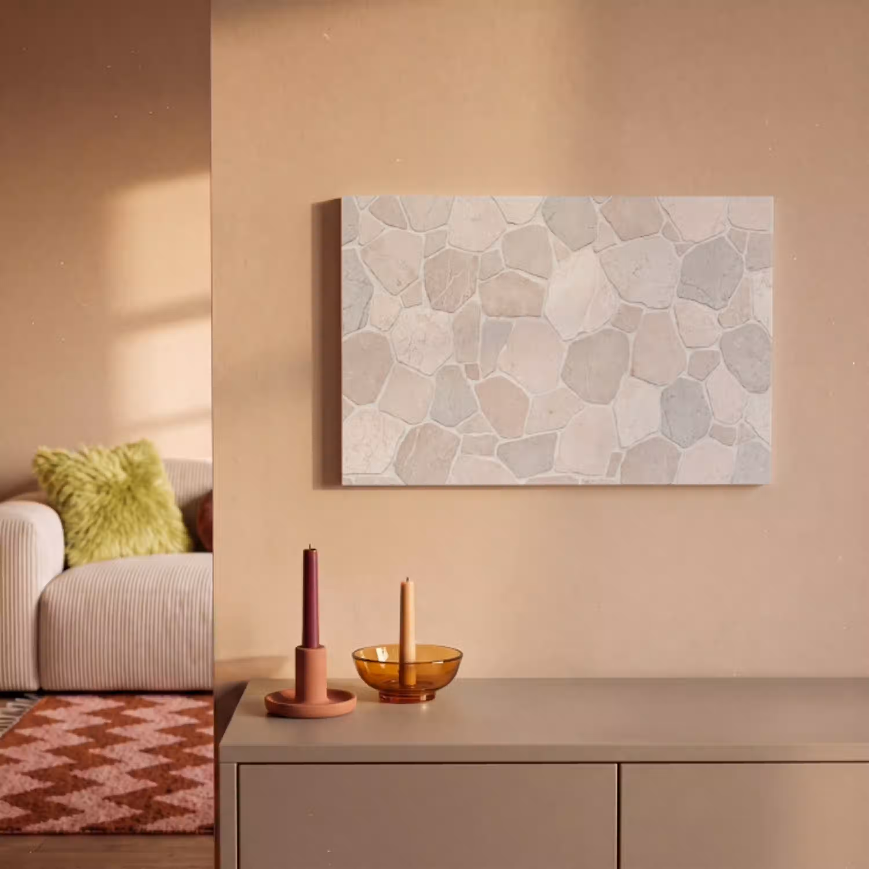 Steen - Patroon - Textuur - Beige canvas 2cm klein -sfeer1
