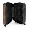 Roodbruin met hout structuur NBS - Handbagage koffer - Volwassenen Unisex middel -binnenkant