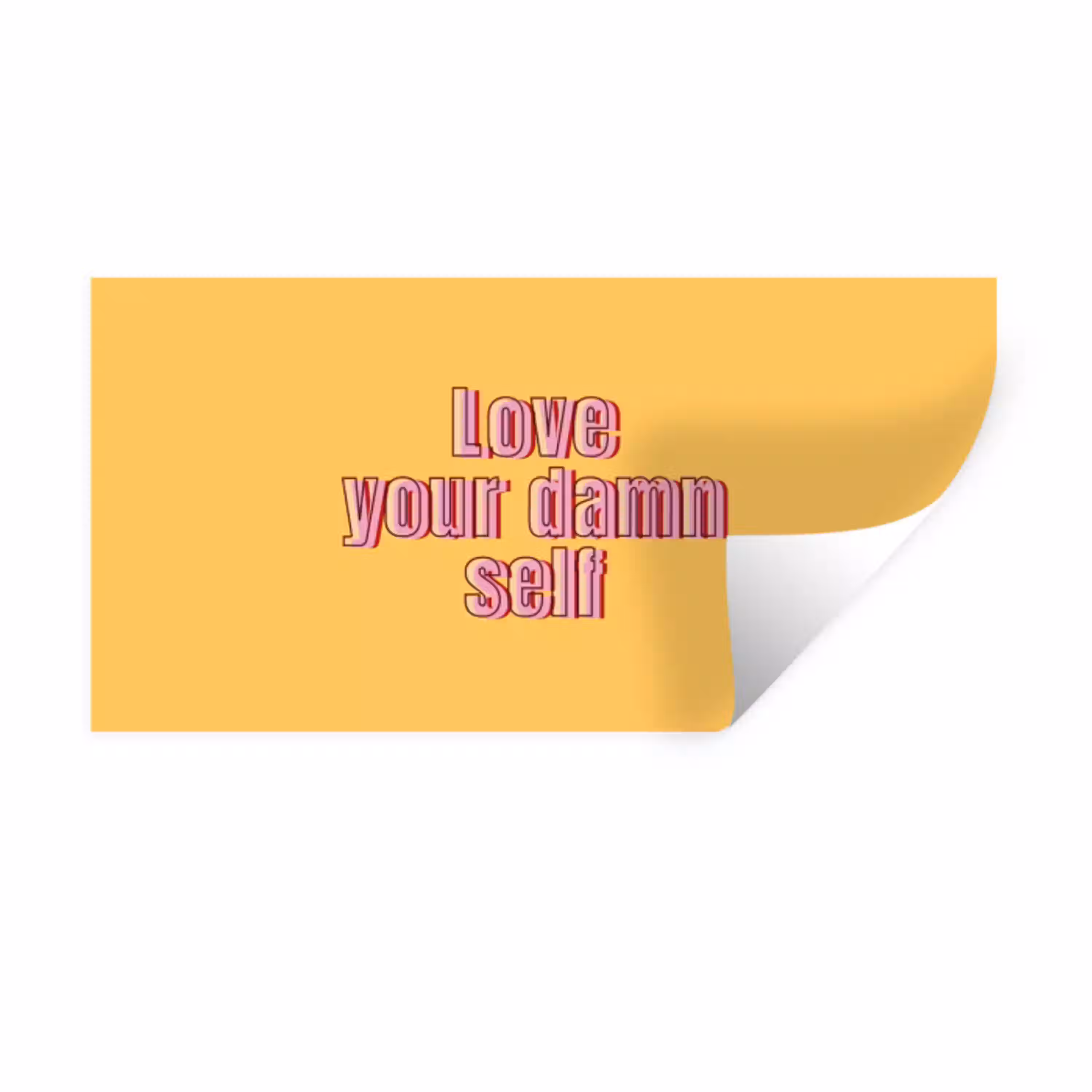 Love yourself - Roze - Geel Muursticker klein -3d