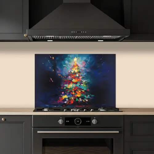 Kerstboom - Kerst - Abstract - Kleurrijk keuken achterwand spatscherm klein -sfeer1
