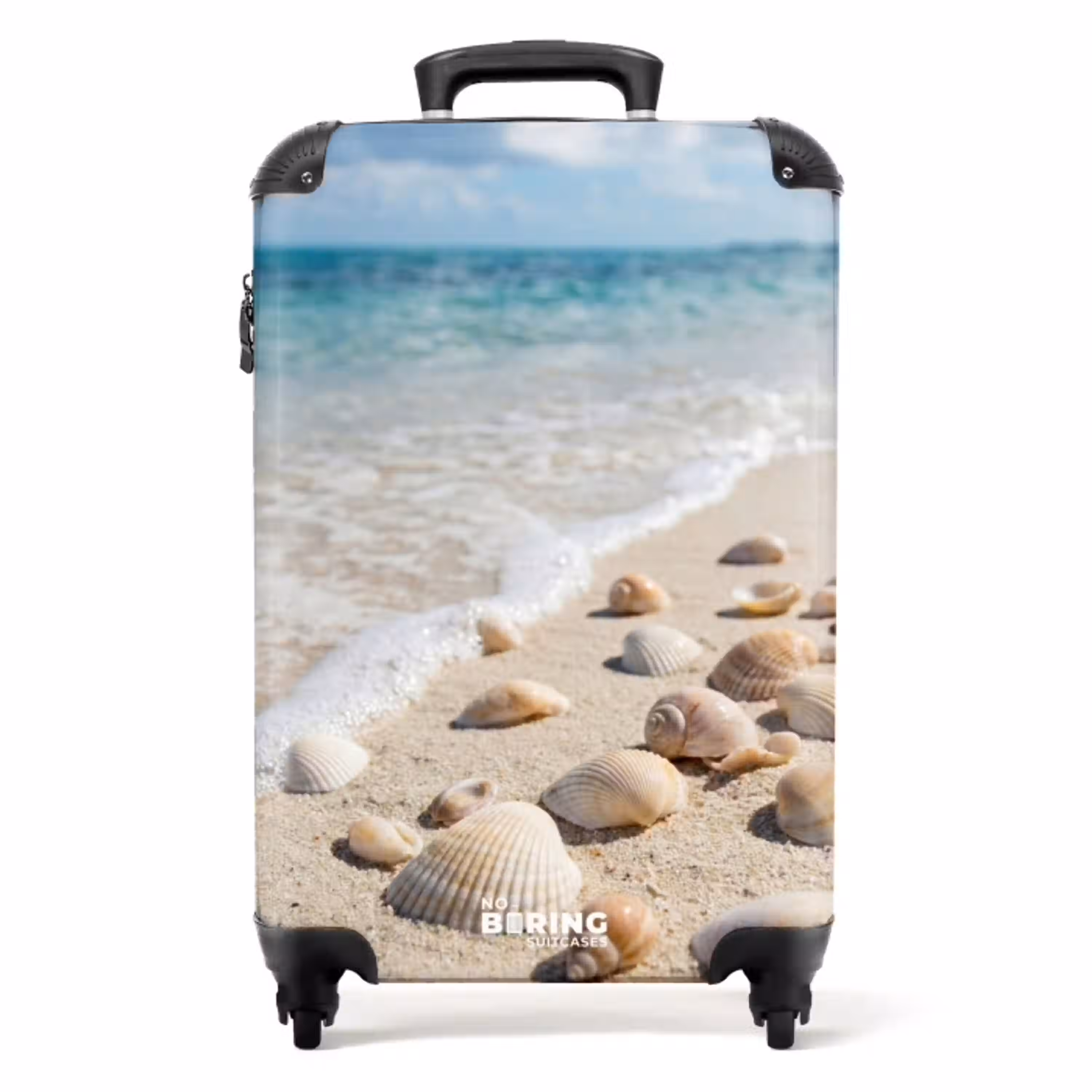 Schelpen - Strand - Natuur - Beige NBS - Handbagage koffer - Volwassenen Unisex middel -productfoto_recht
