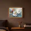 Bloemen - Wit - Goud - Kunst - Abstract Light Box met batterij (Wandlamp) middel -sfeer4