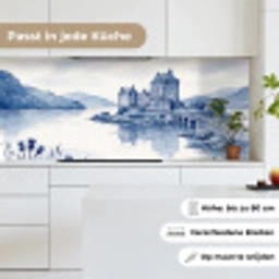 Schots - Kasteel - Blauw - Aquarel keuken achterwand 2 middel -sfeer4_DE