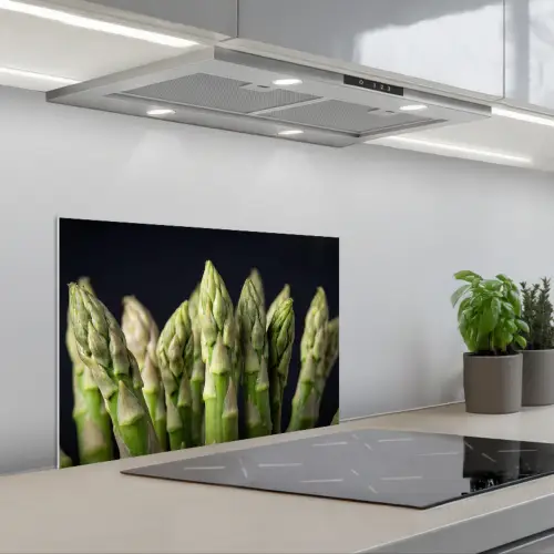 Asperges - Groen - Zwart keuken achterwand spatscherm klein -3d_schuin