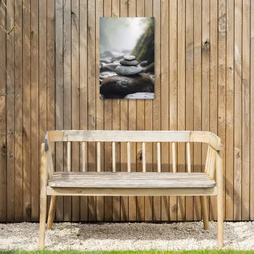 Stenen - Stapel - Natuur Tuinposter op houten frame 2 cm dik klein -sfeer4