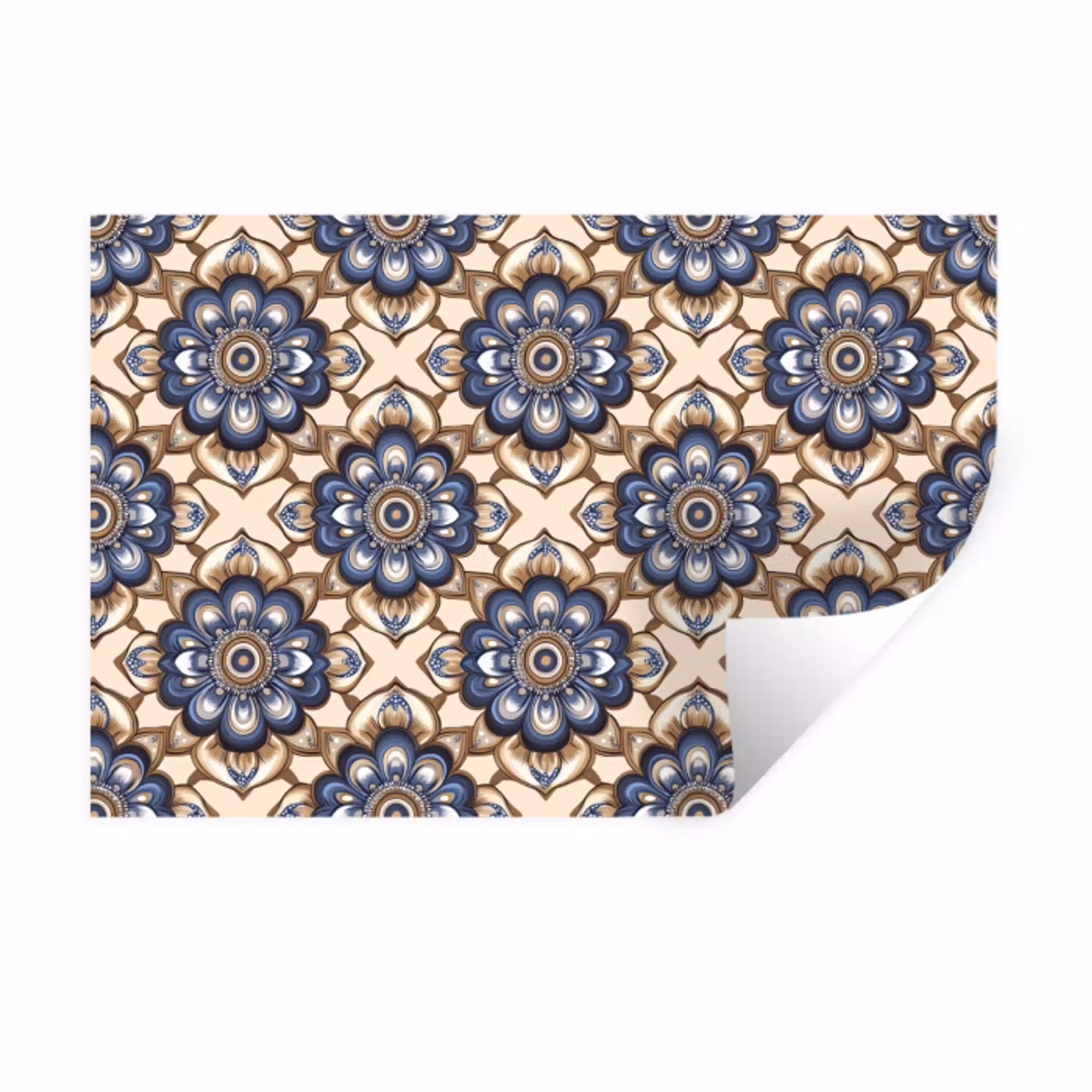 Floraal - Ornament - Blauw Muursticker klein 286 -3d