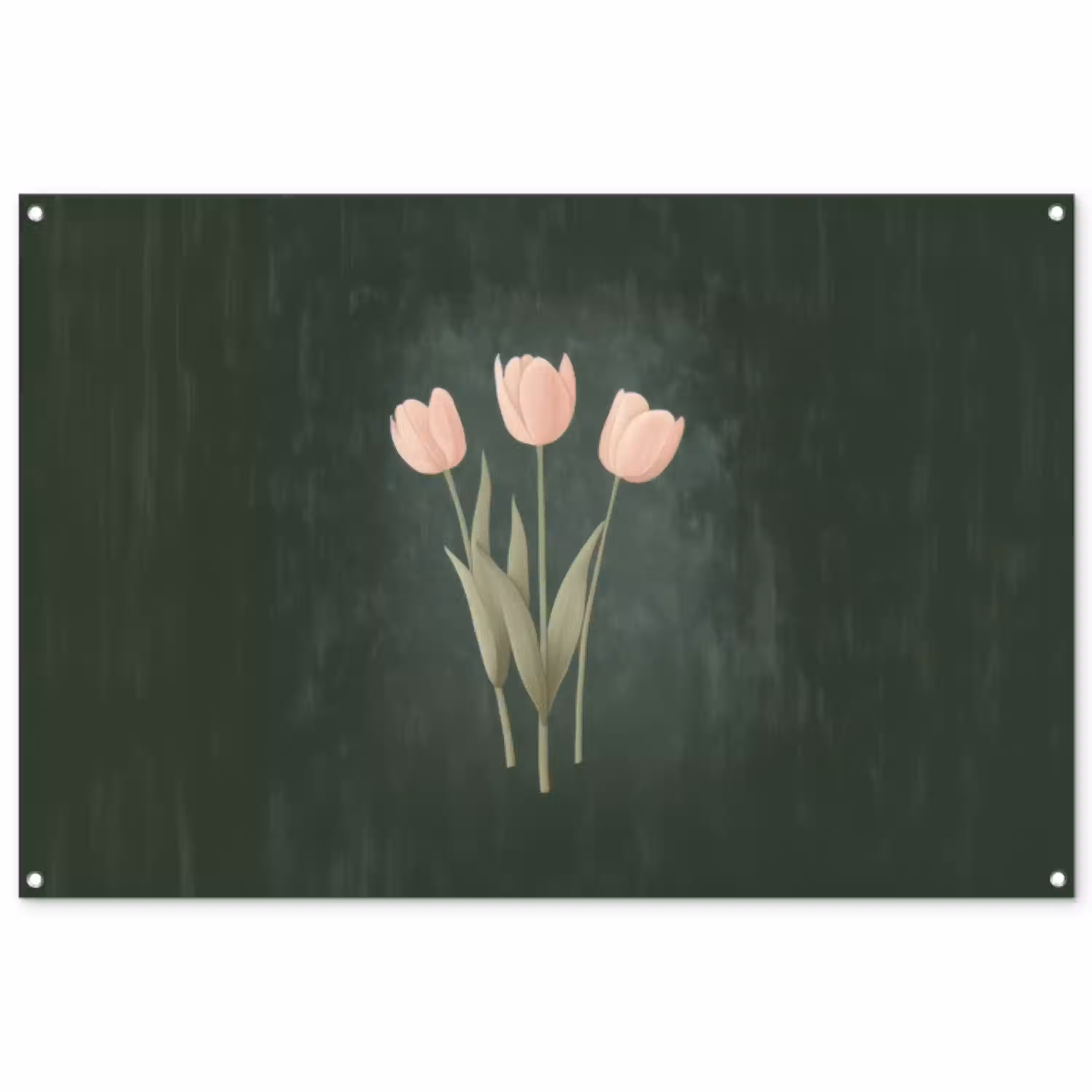 Tulpen - Liefde - Donkergroen tuinposter los doek groot -3d