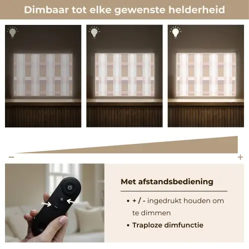 Ruitpatroon - Aardetinten - Minimalistisch Light Box met batterij (Wandlamp) middel 907 -USP_dimbaarNL
