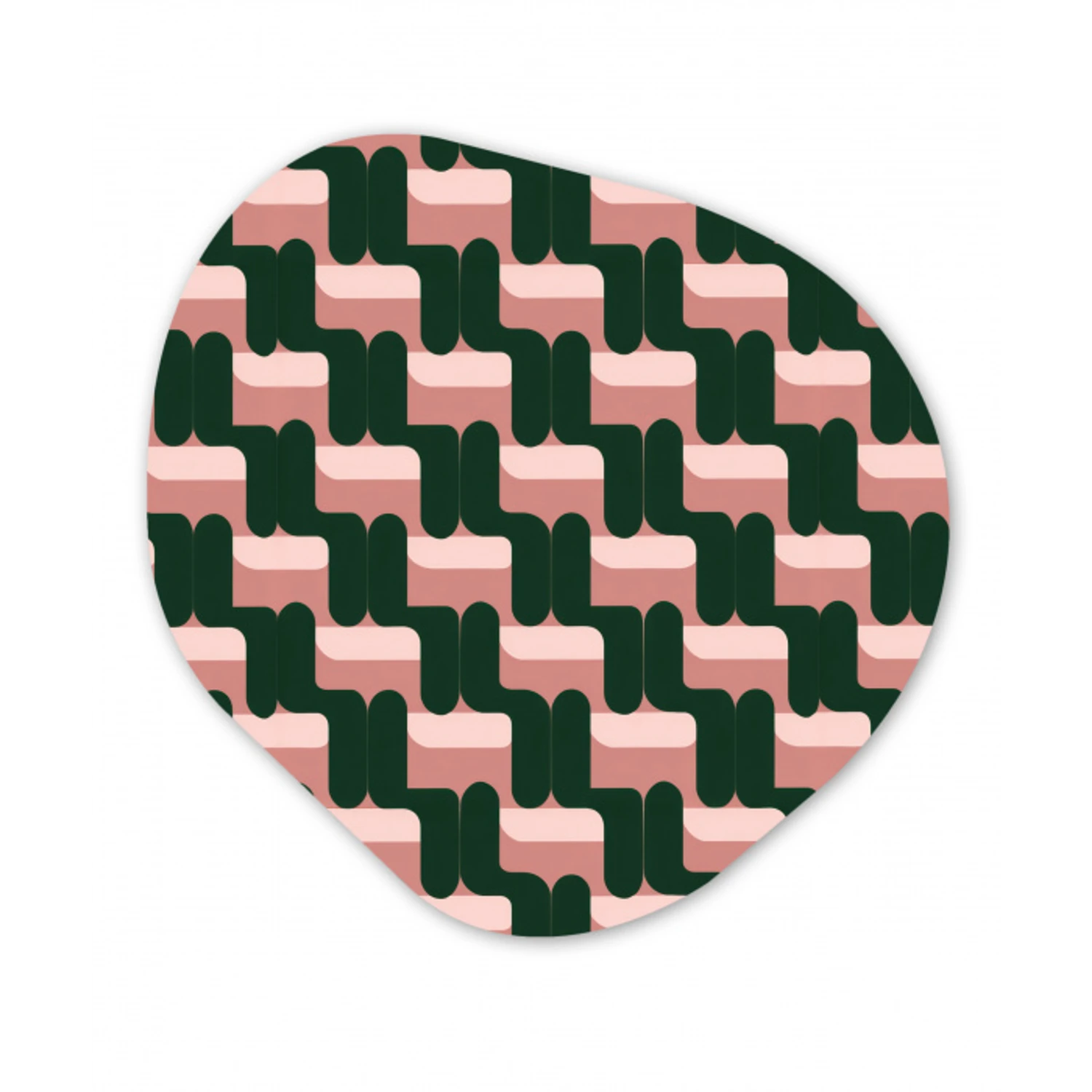 Vlechtpatroon - Groen - Roze - Geometrisch Wandcirkel Organisch Forex 3mm klein 629 -3d
