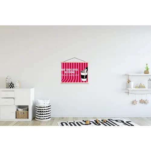 Roze - Strepen - Koffie - Maandag textielposter latten blank klein -kinderkamer