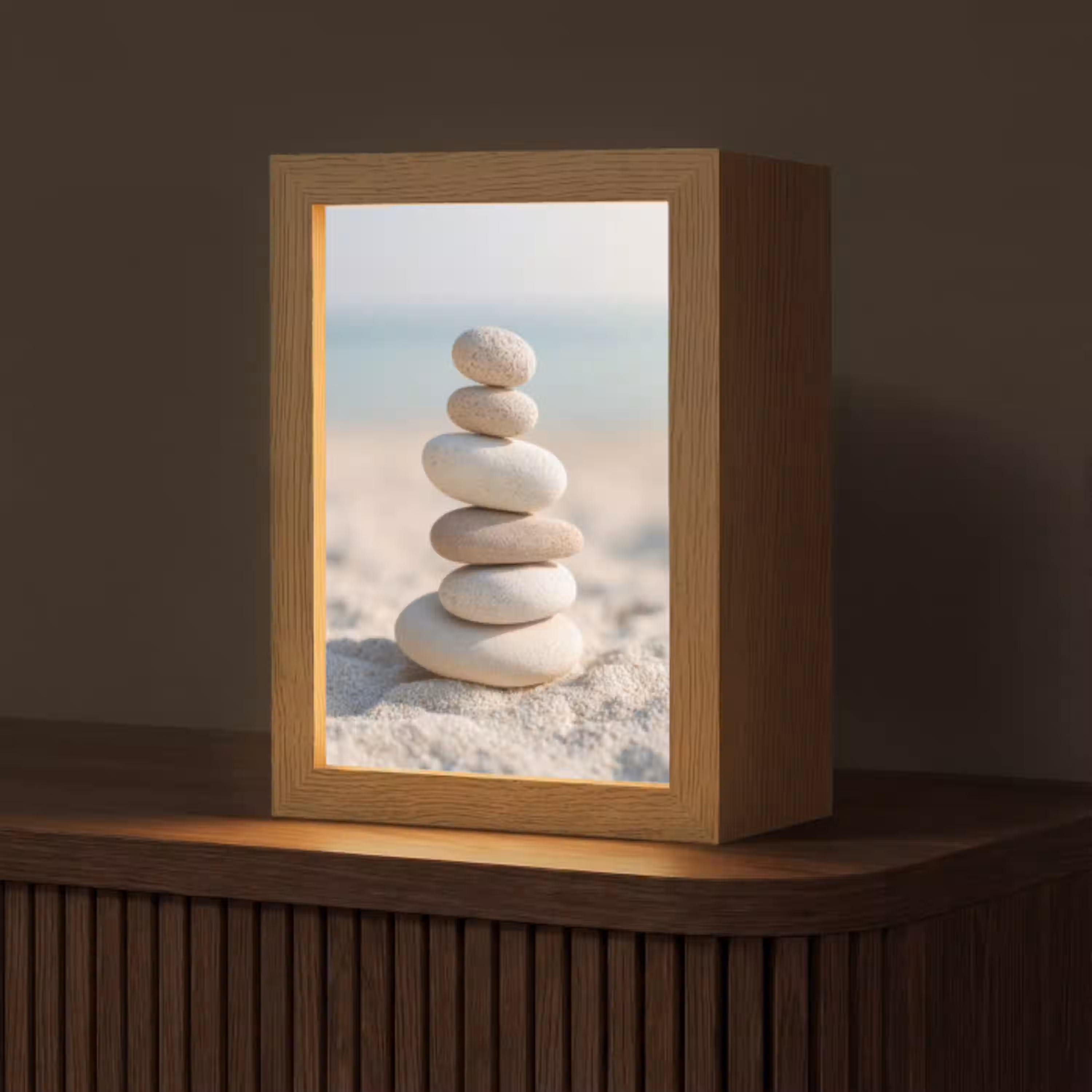 Stenen - Stapel - Zand - Zee Light Box met kabel (Tafellamp) klein -z3d_website