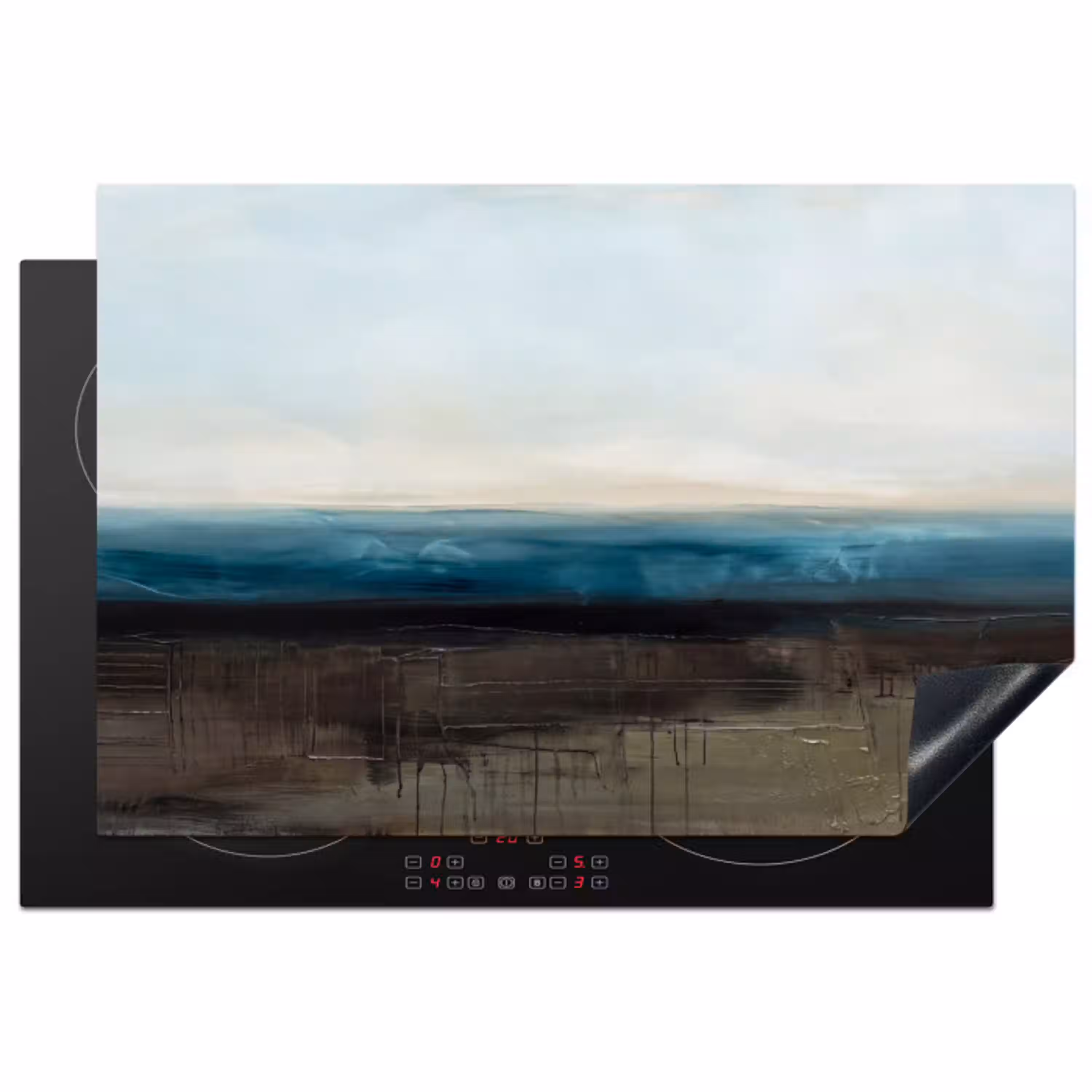 Abstract - Landschap - Horizon - Blauw - Modern Inductie beschermer vinyl 3mm klein -3d
