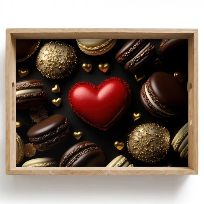 Macarons - Rood - Hart Dienblad Rechthoek middel -z3d_shopping
